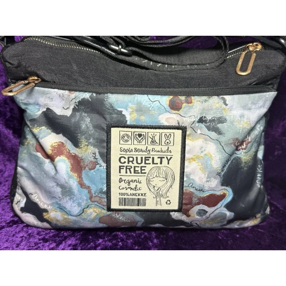 ANEKKE Shoulder Bag Nature Woods Black Eco‎ Recycled Canada Map Crossbody